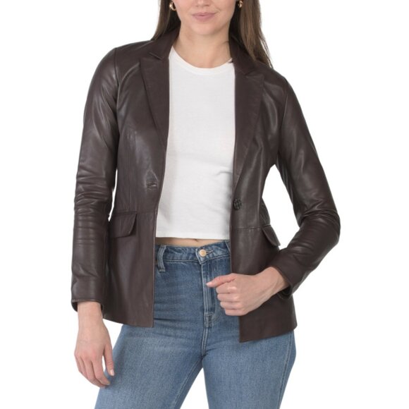 BOD & CHRISTENSEN Espresso Genuine Leather Blazer